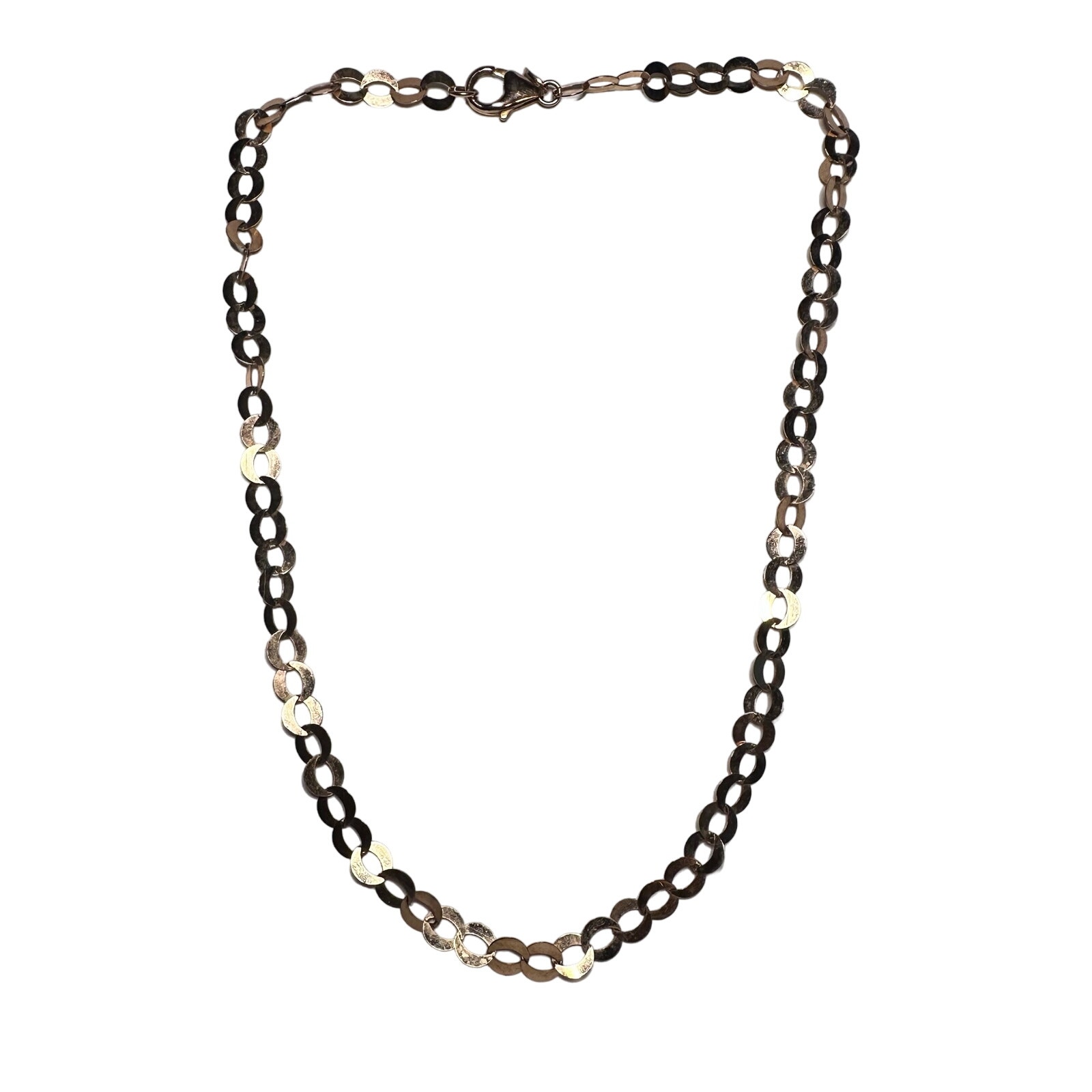 Milor Italy Vintage Goldtone Bronze Flat Link Chain Necklace 25$